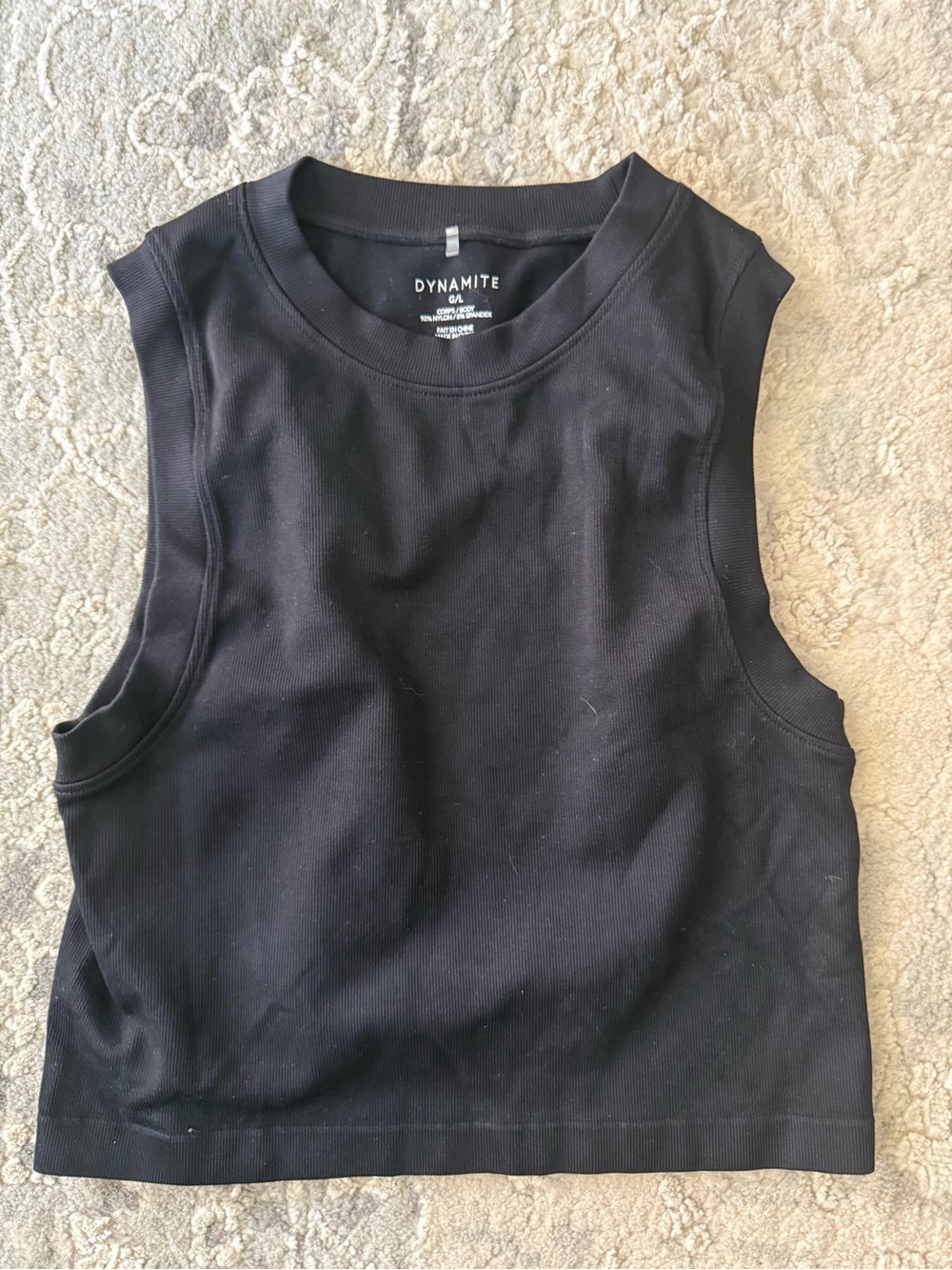 Dynamite Black Ribbed Cropped Tank